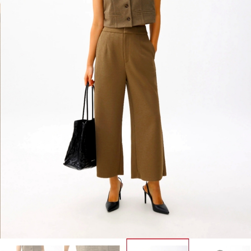 High Waist Cropped Wide Leg Culottes